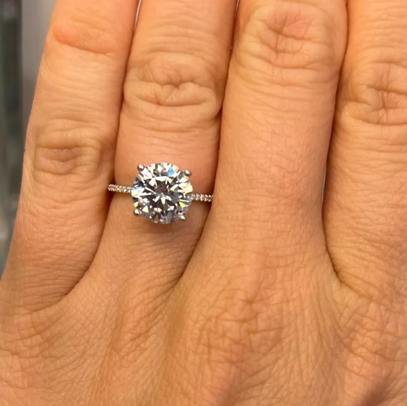 3ct Zircon Diamond Sterling Silver Zircon Pave Statement Piece Engagement - Picture 6 of 16